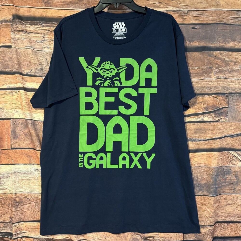 Star Wars Yoda Best Dad In The Galaxy Shirt Men 2XL Mad Engine Navy Blue T-Shirt